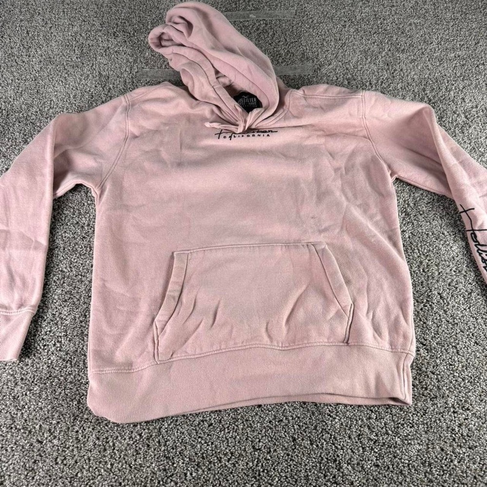 Hollister Must Have Collection Pink Embroidered Logo Hoodie Sweatshirt Large